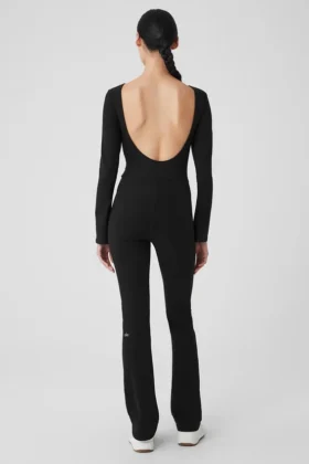 Alosoft Melody helkroppsonesie med bootcut-ben – svart