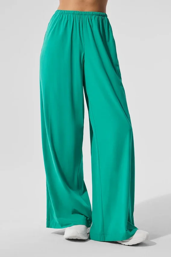 Breezy bukser med vide ben (lange) – Spruce Green