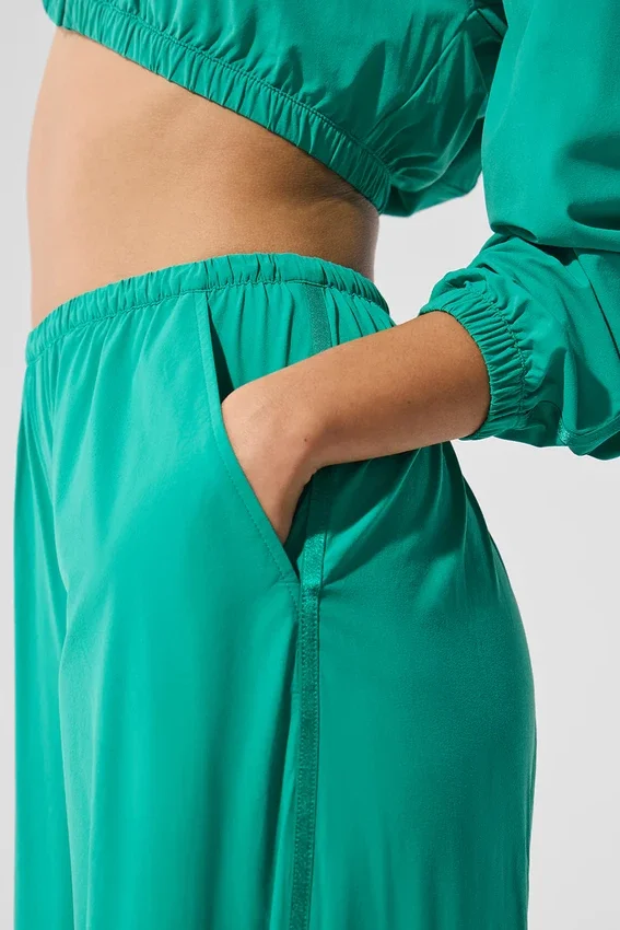 Breezy bukser med vide ben (lange) – Spruce Green
