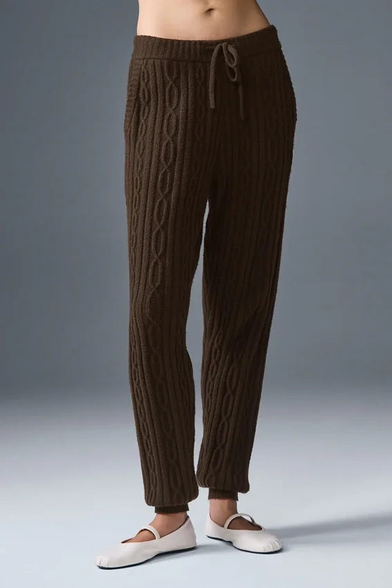 Cable Knit Winter Bliss-bukser – Espresso