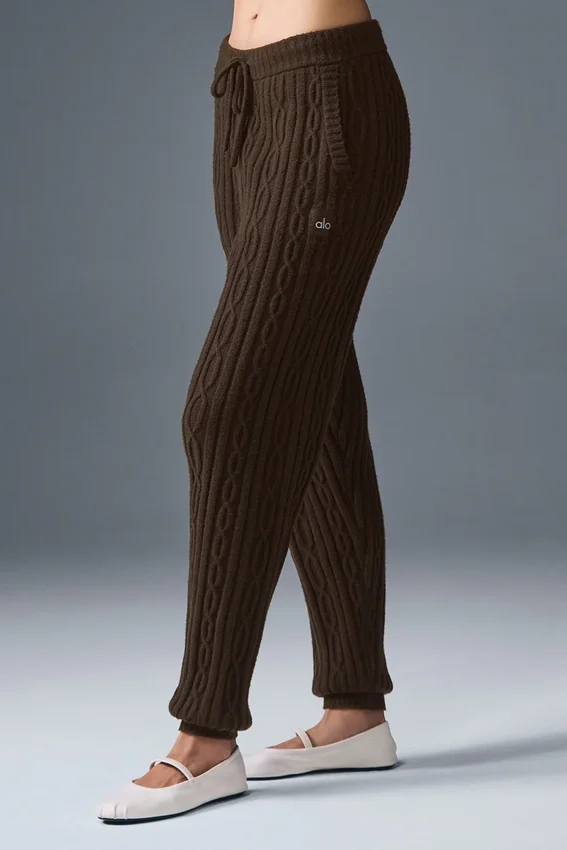 Cable Knit Winter Bliss-bukser – Espresso