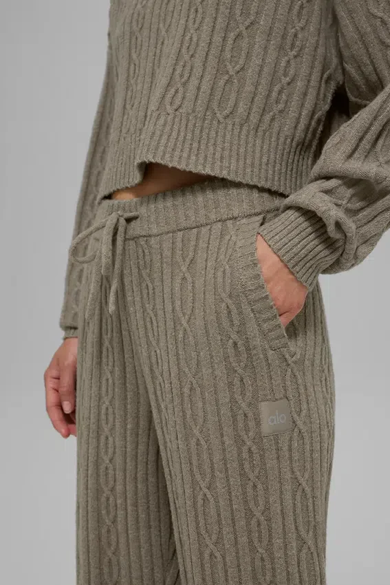 Cable Knit Winter Bliss-bukser – lys kakao