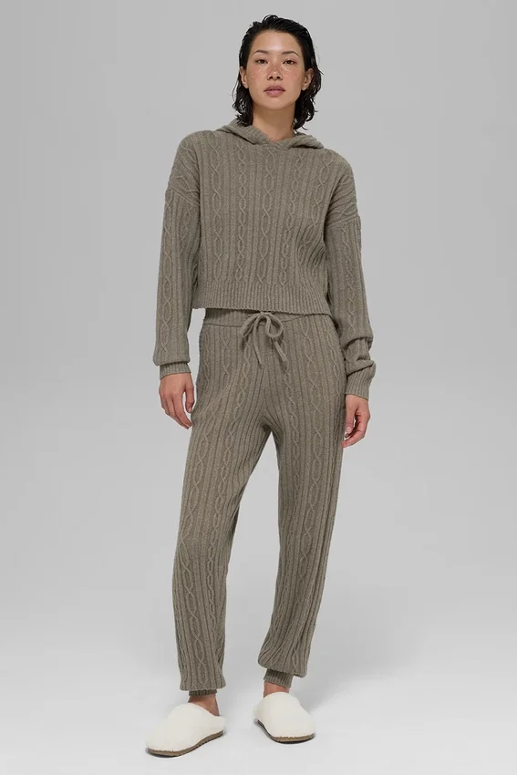 Cable Knit Winter Bliss-bukser – lys kakao