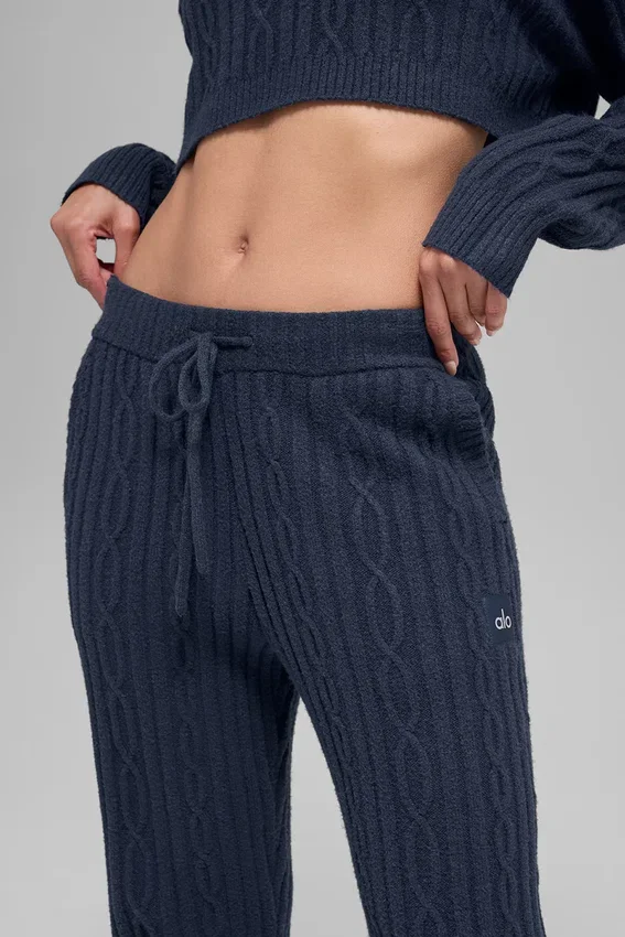 Cable Knit Winter Bliss-bukser – marineblå