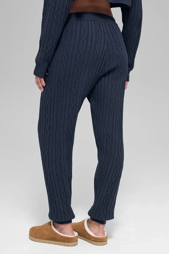 Cable Knit Winter Bliss-bukser – marineblå