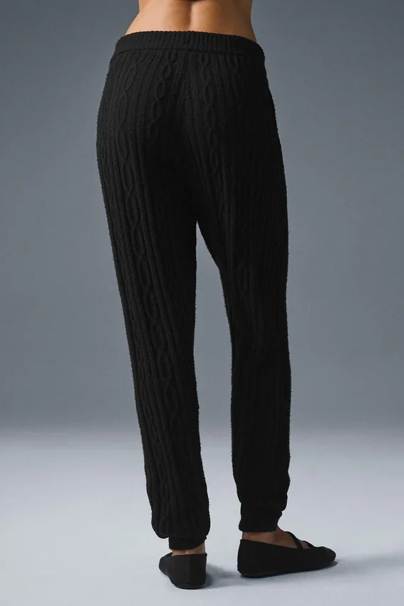 Cable Knit Winter Bliss-bukser – svart