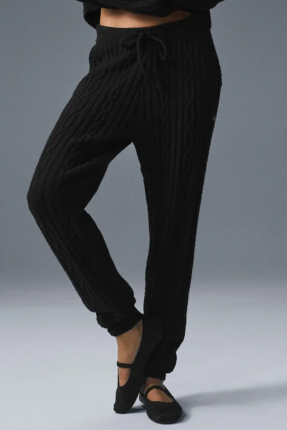 Cable Knit Winter Bliss-bukser – svart
