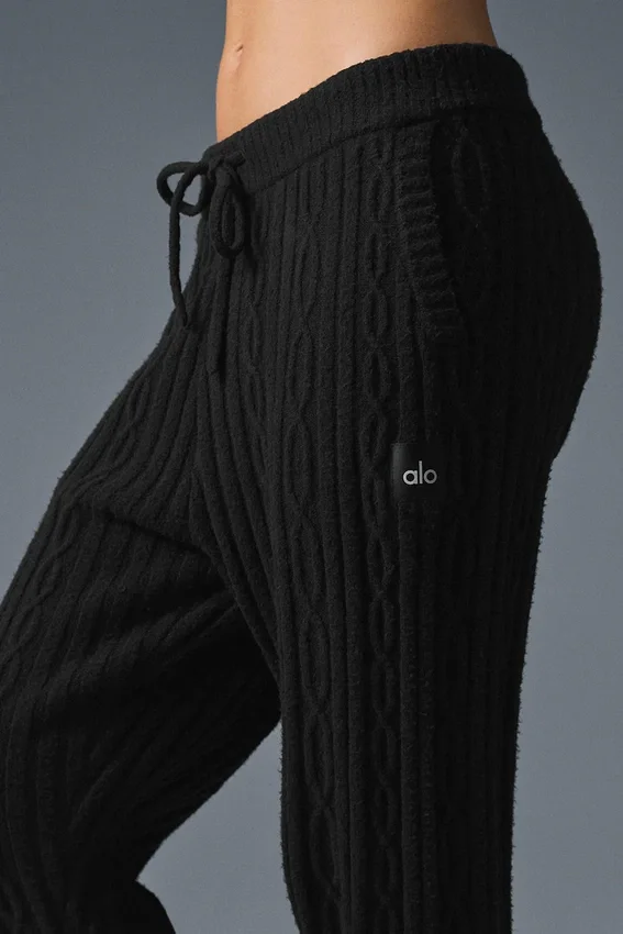 Cable Knit Winter Bliss-bukser – svart