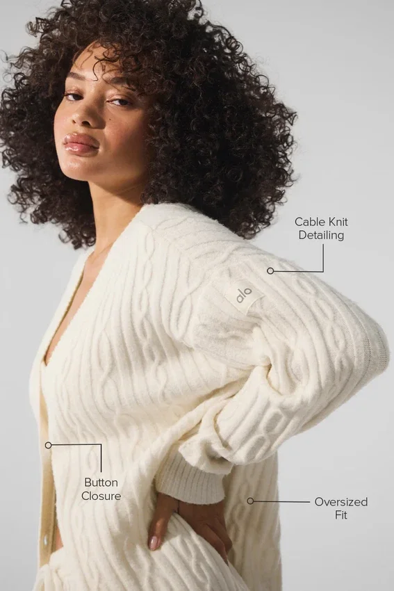 Cable Knit Winter Bliss Cardigan – Ivory