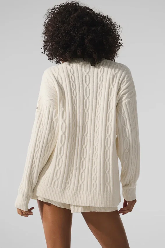 Cable Knit Winter Bliss Cardigan – Ivory