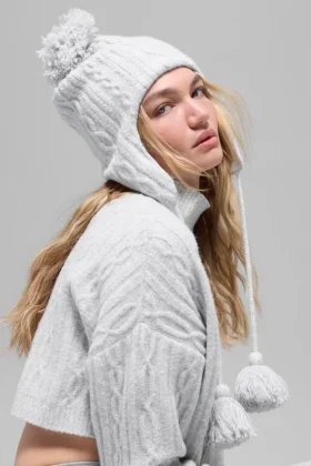 Cable Knit Winter Bliss Earflap Luer – Athletic Heather Grey