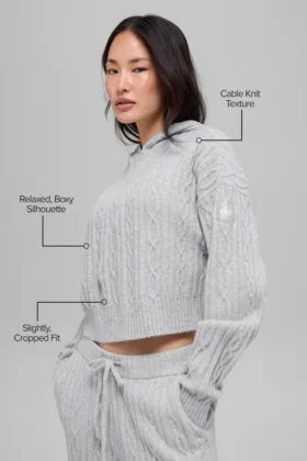 Cable Knit Winter Bliss-hettegenser – Athletic Heather Grey