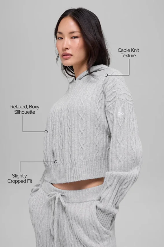 Cable Knit Winter Bliss-hettegenser – Athletic Heather Grey