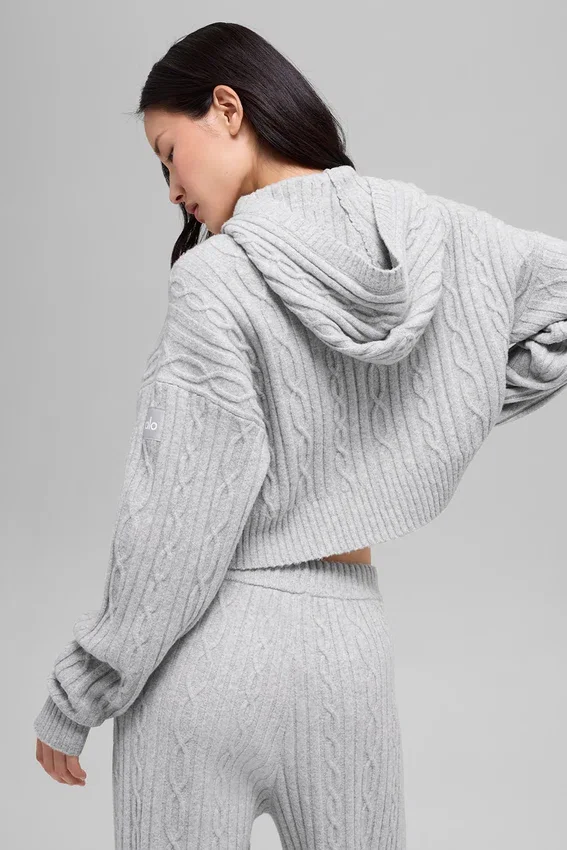 Cable Knit Winter Bliss-hettegenser – Athletic Heather Grey