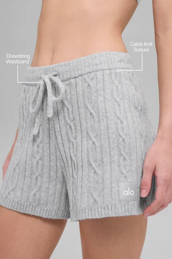 Cable Knit Winter Bliss Shorts – Athletic Heather Grey
