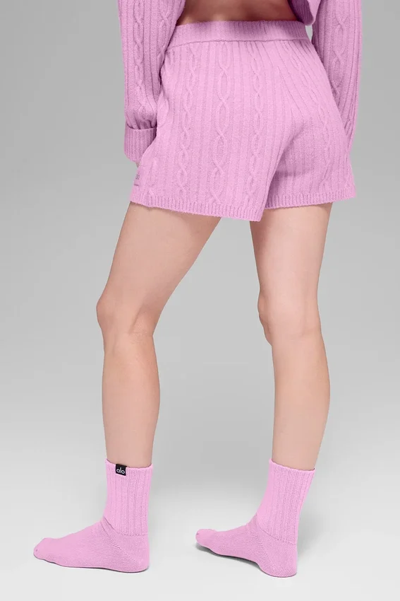 Cable Knit Winter Bliss Shorts – Candy Heart Pink