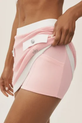 Capri Dream-skjørt i bomull og kashmir med High-Waist – solfylt rosa/hvit