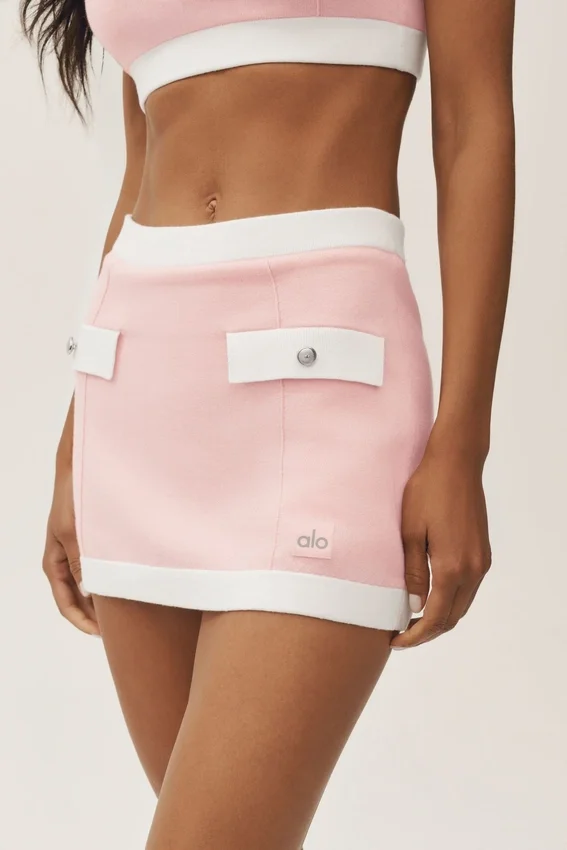 Capri Dream-skjørt i bomull og kashmir med High-Waist – solfylt rosa/hvit