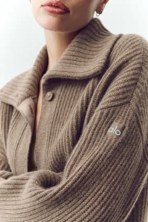 Cashmere Northstar lang cardigan – Alpine Cocoa Heather