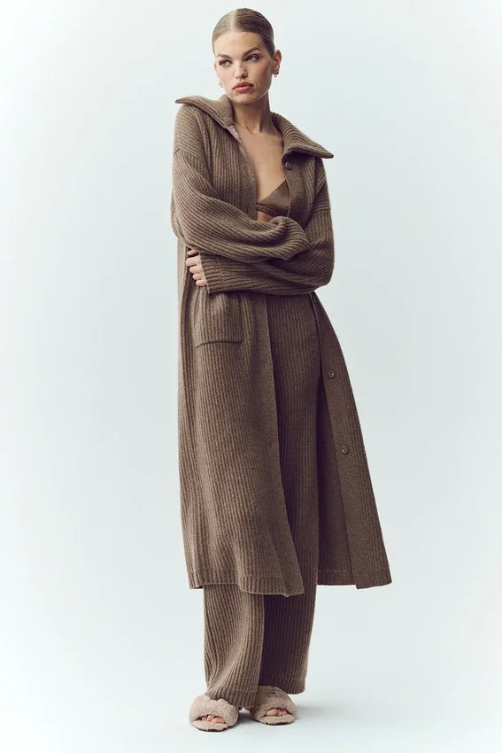 Cashmere Northstar lang cardigan – Alpine Cocoa Heather