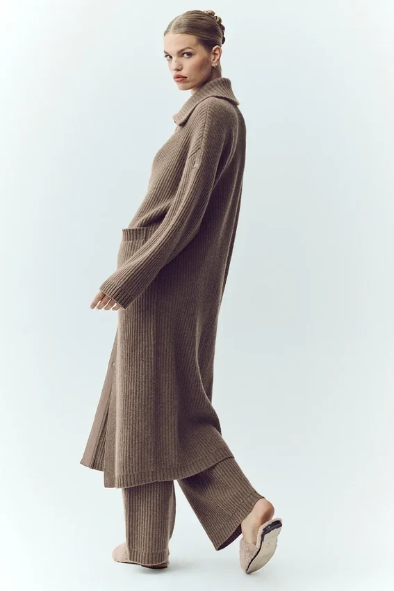 Cashmere Northstar lang cardigan – Alpine Cocoa Heather