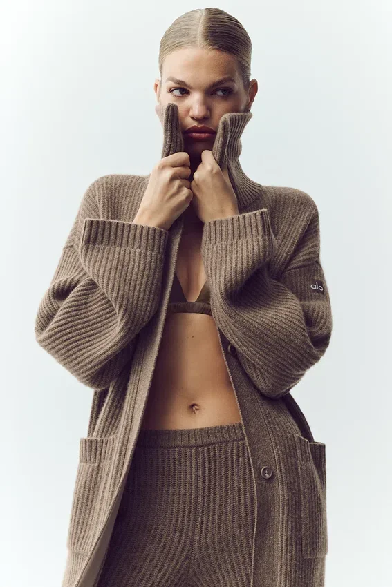Cashmere Northstar lang cardigan – Alpine Cocoa Heather