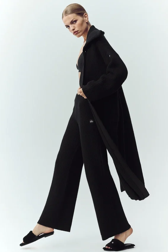 Cashmere Northstar lang cardigan – svart