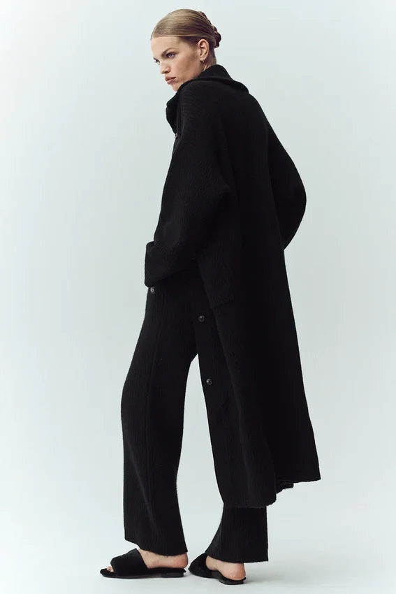 Cashmere Northstar lang cardigan – svart