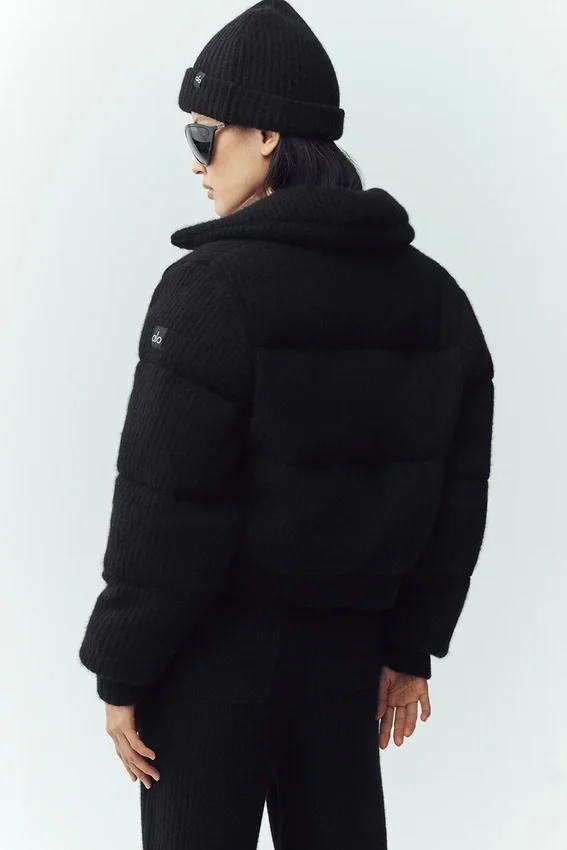 Cashmere Northstar-strikkegenser med puff-silhuett – svart