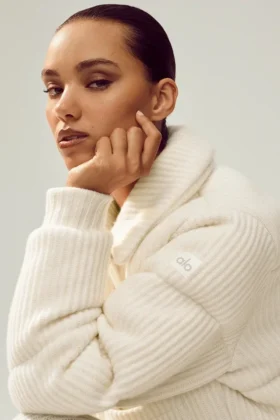 Cashmere Northstar Strikkegenser Puffer – elfenben