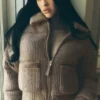 Cashmere Northstar-strikkegenserjakke – Alpine Cocoa Heather