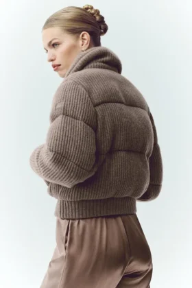 Cashmere Northstar-strikkegenserjakke – Alpine Cocoa Heather