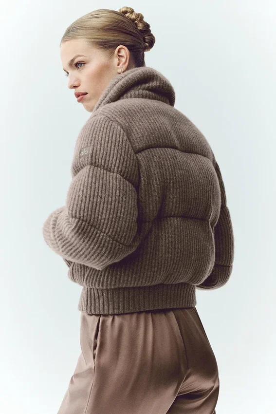 Cashmere Northstar-strikkegenserjakke – Alpine Cocoa Heather