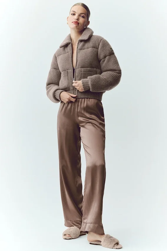 Cashmere Northstar-strikkegenserjakke – Alpine Cocoa Heather