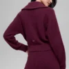 Cashmere Plush Waffle 1/4 Zip-genser – burgunder