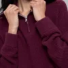 Cashmere Plush Waffle 1/4 Zip-genser – burgunder