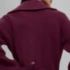Cashmere Plush Waffle 1/4 Zip-genser – burgunder
