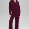 Cashmere Plush Waffle 1/4 Zip-genser – burgunder