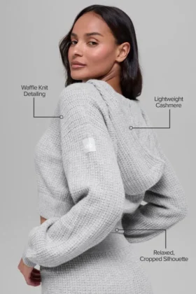 Cashmere Plush Waffle Full Zip Hettegenser – Athletic Heather Grey