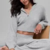 Cashmere Plush Waffle Full Zip Hettegenser – Athletic Heather Grey