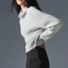 Cashmere Plush Waffle Turtleneck Gensere – Athletic Heather Grey