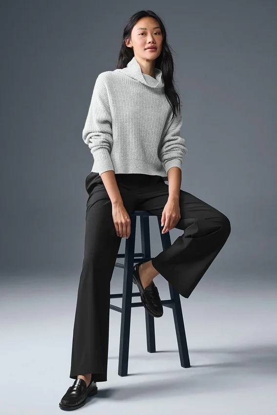 Cashmere Plush Waffle Turtleneck Gensere – Athletic Heather Grey