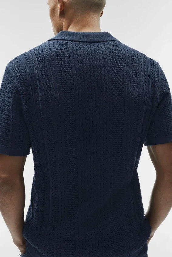 Coastline strikket kortærmet polo – marineblå