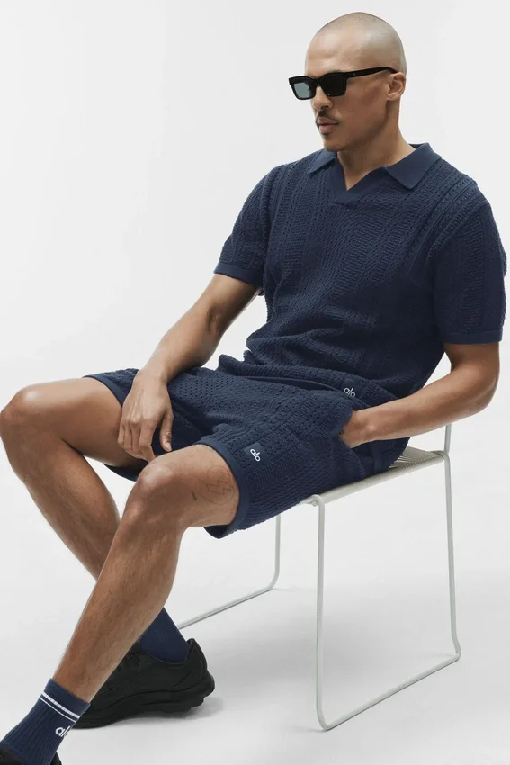 Coastline strikket kortærmet polo – marineblå