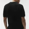 Coastline strikket poloshirt med korte ermer – svart