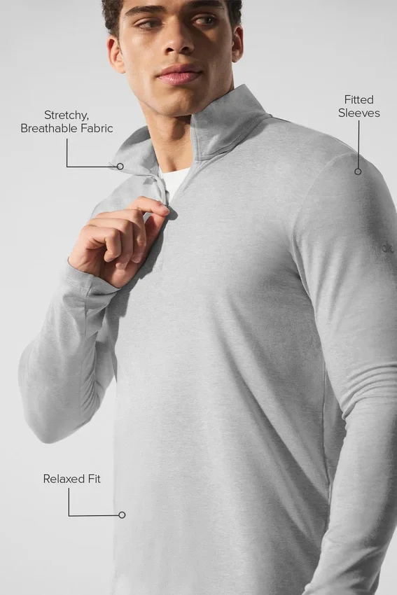 Conquer 1/4 Zip Reform langermet - Athletic Heather Grey