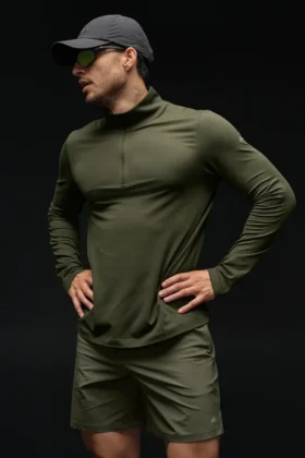 Conquer 1/4 Zip Reform langermet – Green Olive
