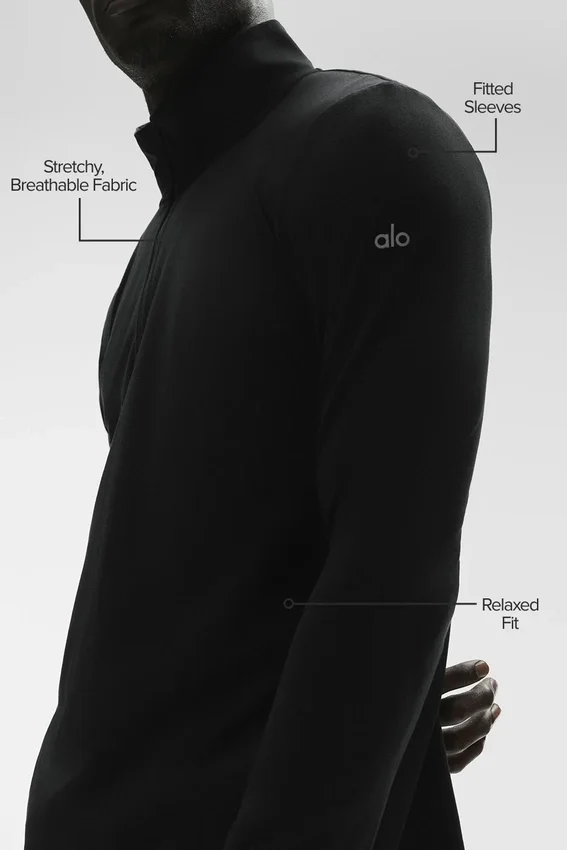 Conquer 1/4 Zip Reform langermet – svart