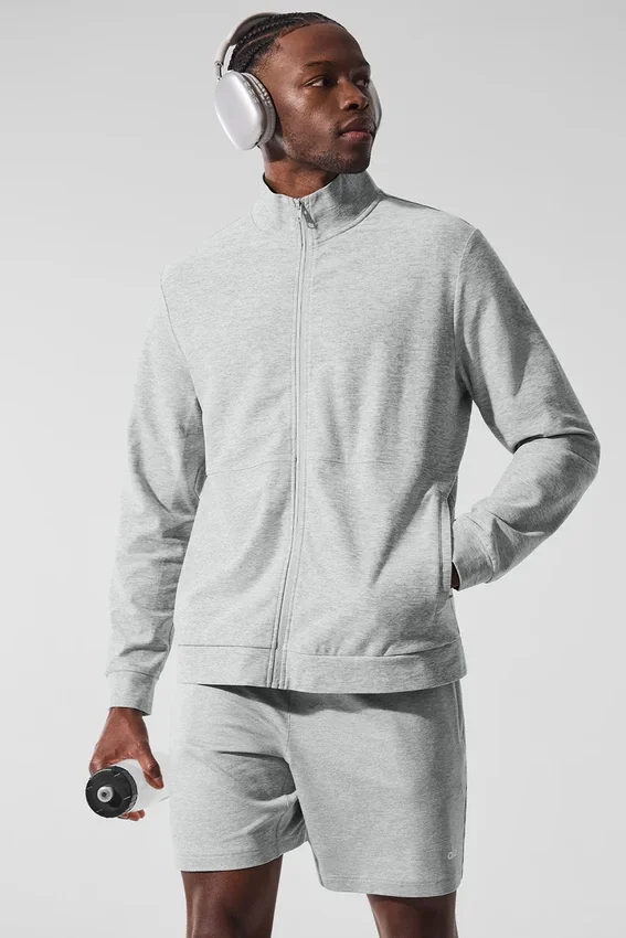 Conquer Max Mock Neck Full Zip – Athletic Heather Grey