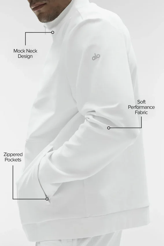 Conquer Max Mock Neck Full Zip – hvit